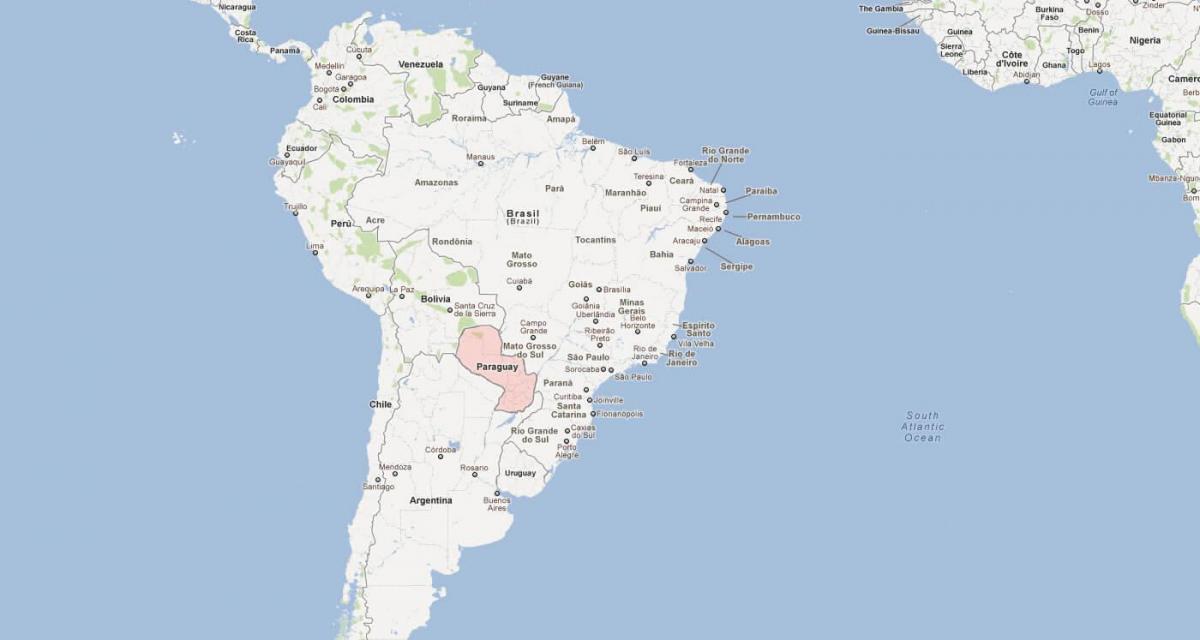 Kaart van Paraguay zuid-amerika