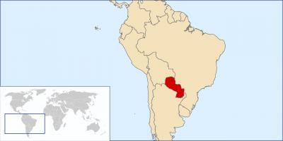 Paraguay locatie op de kaart van de wereld
